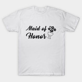 Maid of Honor with Bouquet Wedding Gift T-Shirt